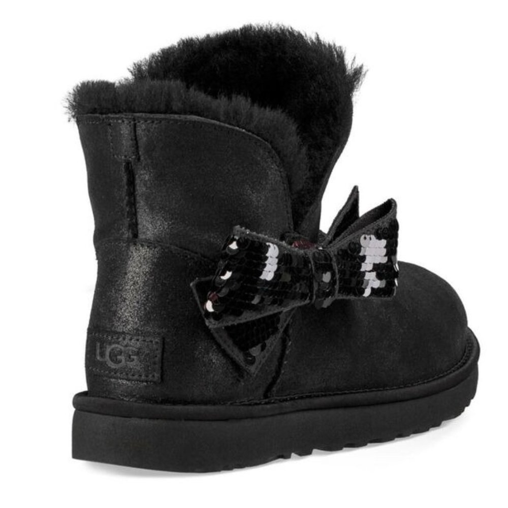 $210 Ugg Mini Sequin Bow Wool Lined Shearling Boo… - image 2